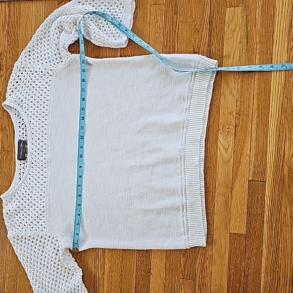 Michael Stars white pullover cotton sweater with pointelle knit in large - Picture 7 of 9
